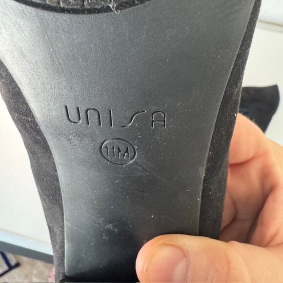 NEW Unisa Women's Uniletra Shoes Pumps Black Suede Block Heel Pointed Toe 11 M - Picture 3 of 7